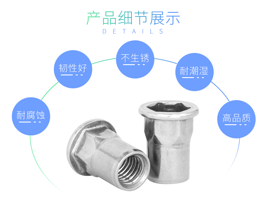 不锈钢六角拉铆螺母